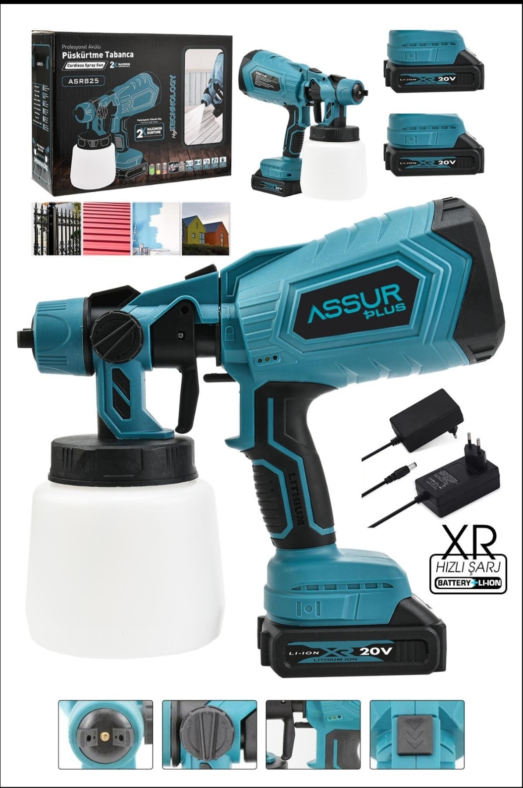 Şarjlı Boya Tabancası Çift Batarya