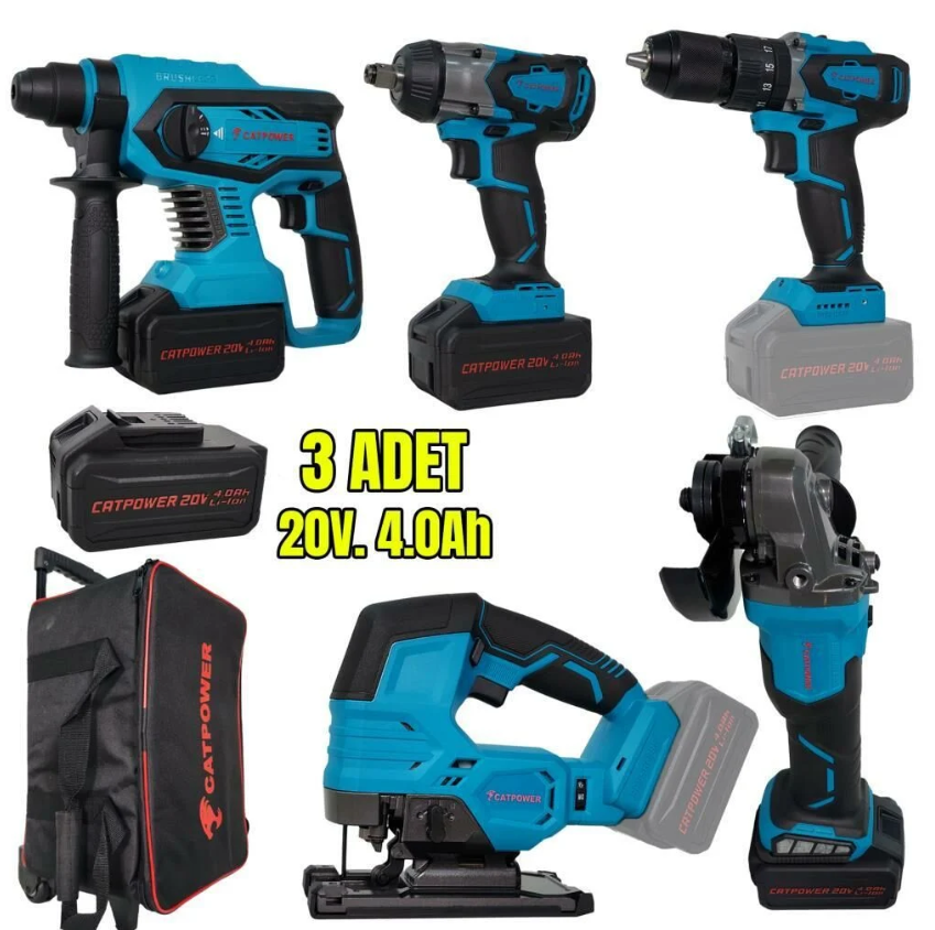 CATPOWER 4150 Akülü 5'li Alet Seti (Kömürsüz Motor) 3Ad. A.0Ah Akü