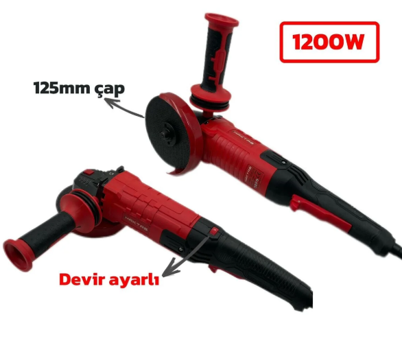 HAKTAŞ Profesyonel Yeni Nesil Elektrikli Spiral - 1200 W - 125 MM - Devir Ayarlı Taşlama Makinesi