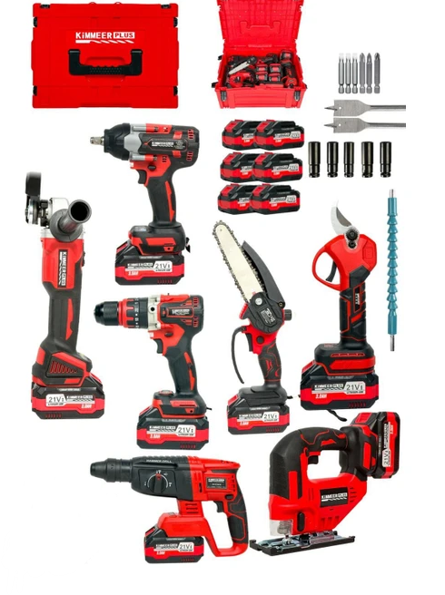 Kimmeer Plus Kımmeer Plus KM051K 7'li Dev Profesyonel Set - 21V 3.0AH 6 Bataryalı Şarjlı El Aletleri